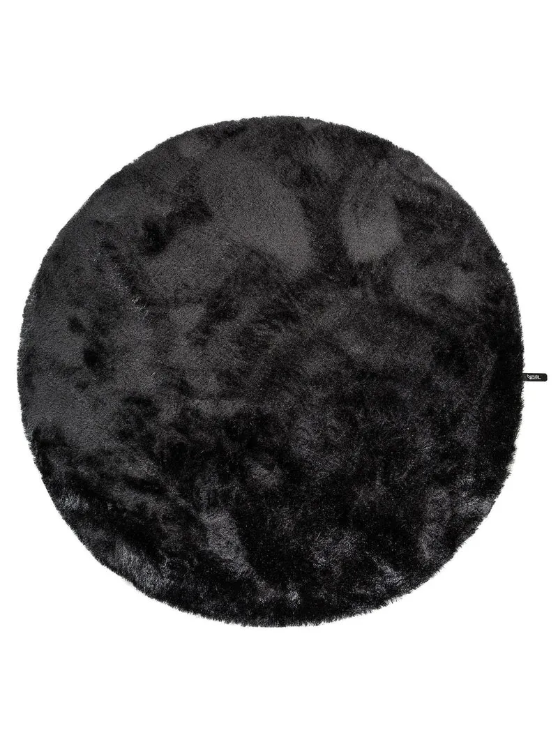 Tapis shaggy fourrure rond noir charbon 160 cm de diamètre