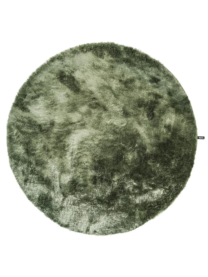 Tapis shaggy fourrure rond vert khaki 200 cm de diamètre