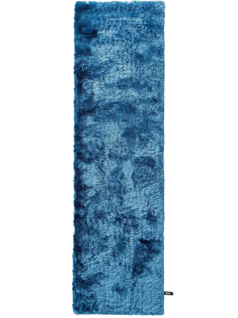 Tapis shaggy fourrure descente de lit bleu 80x300 cm
