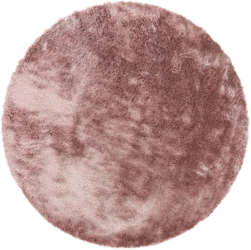 Tapis shaggy fourrure rond rose 80 cm de diamètre