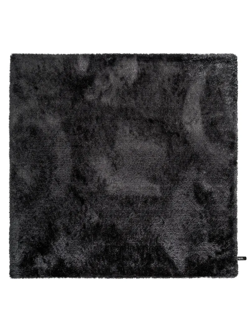 Tapis shaggy fourrure carré noir charbon 200x200 cm