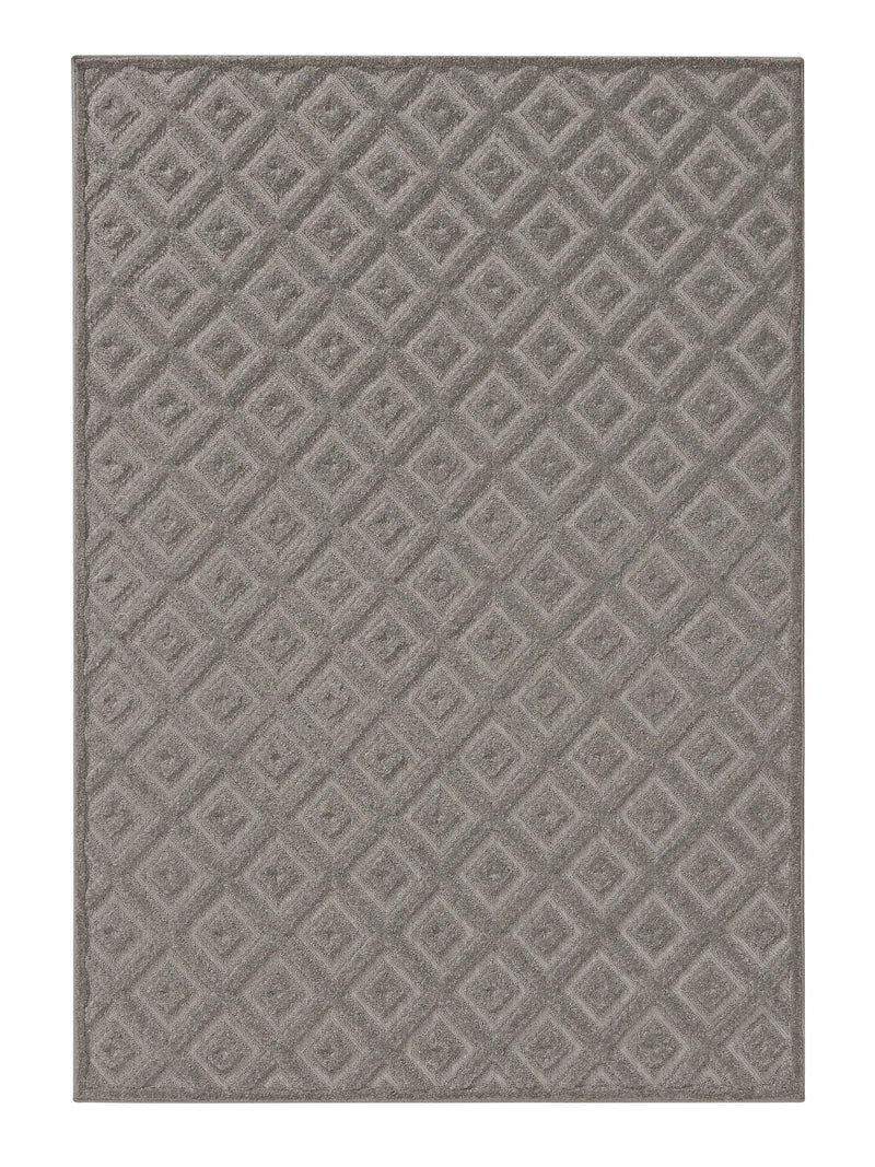 Tapis moderne motif losange relief gris 140x200 cm