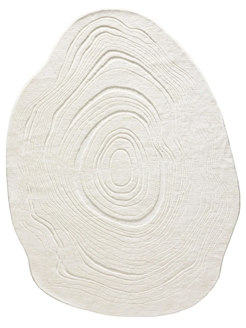 Tapis moderne géométrique ovale blanc 80x110 cm