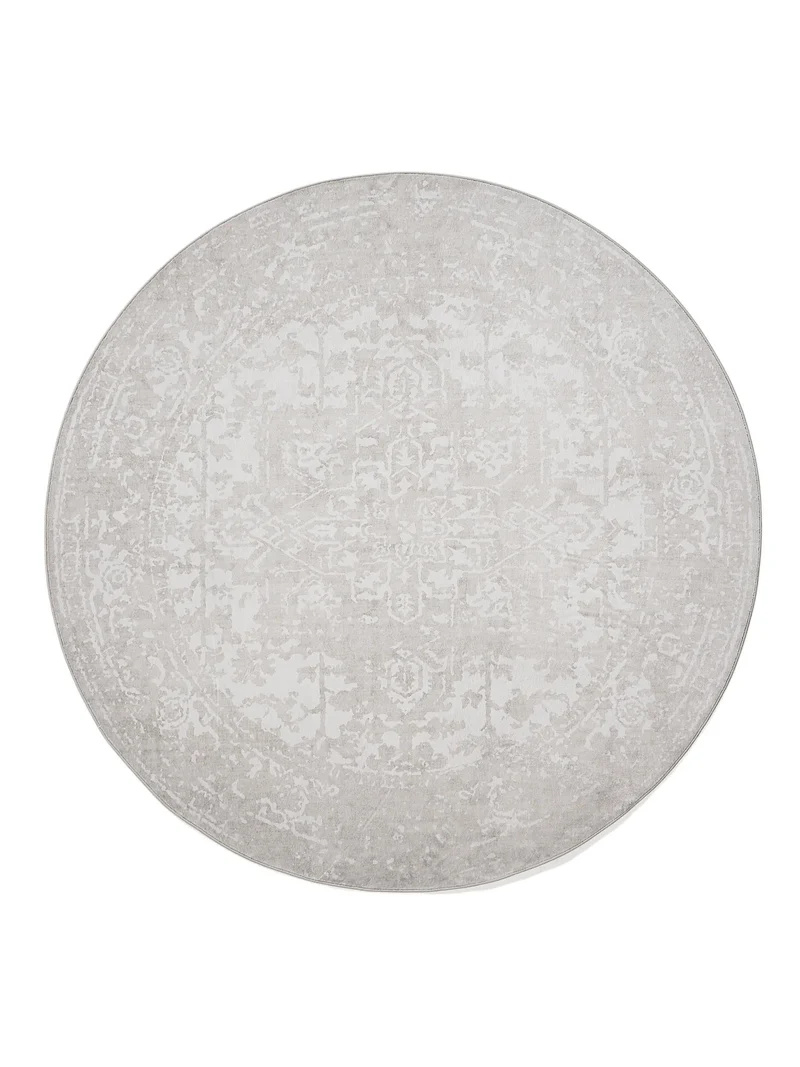 Tapis vintage oriental rond taupe 160 cm de diamètre