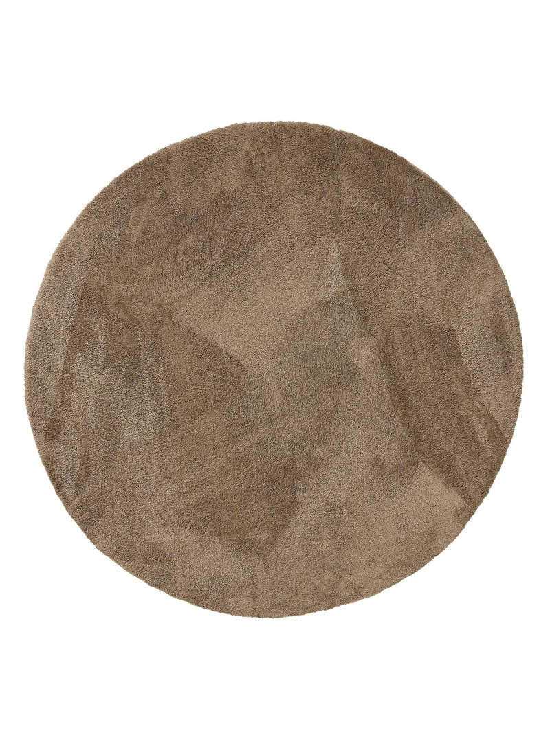 Tapis shaggy rond marron 120 cm de diamètre