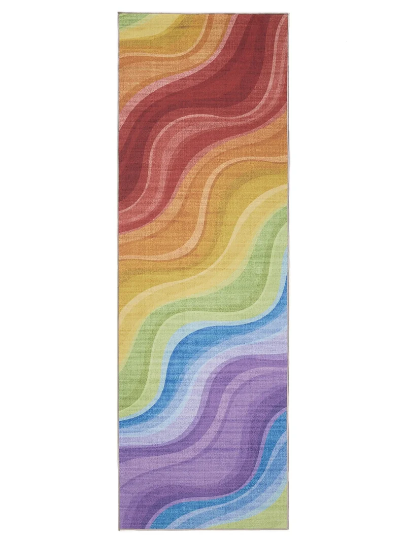 Tapis contemporain arc-en-ciel de couloir multicolore lavable 80x240 cm