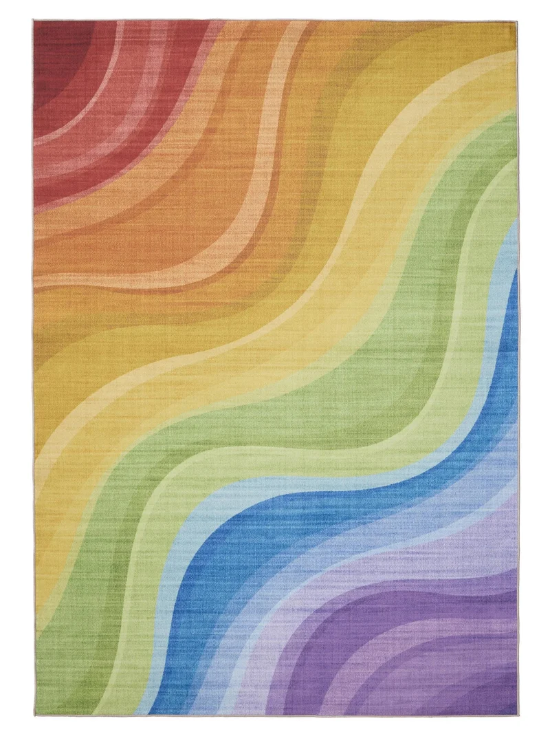 Tapis contemporain arc-en-ciel multicolore lavable 60x120 cm