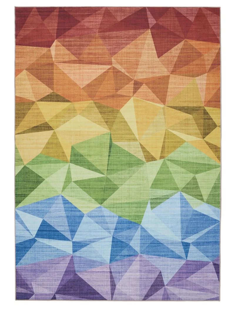 Tapis géométrique arc-en-ciel multicolore lavable 140x200 cm