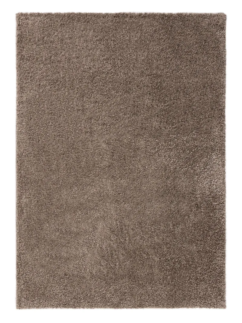 Tapis moderne uni poils longs frisés taupe lavable 240x340 cm