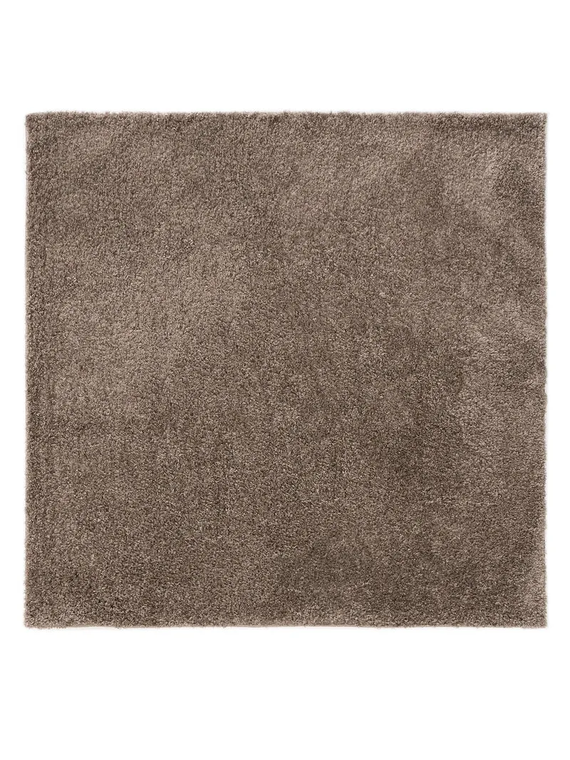 Tapis moderne uni poils longs frisés carré taupe lavable 160x160 cm