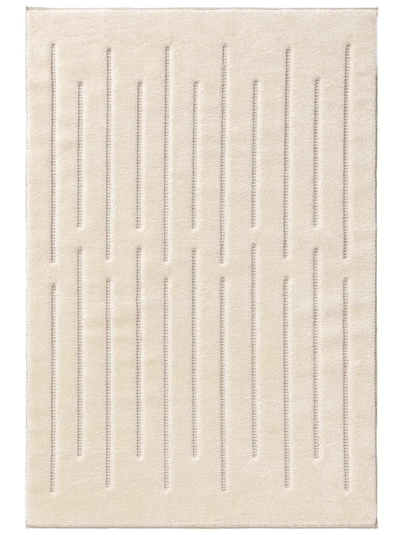 Tapis contemporain épais strillé blanc 120x170 cm