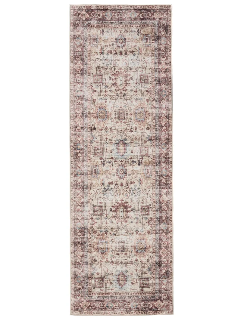 Tapis vintage motif ethnique de couloir multicolore lavable 80x240 cm