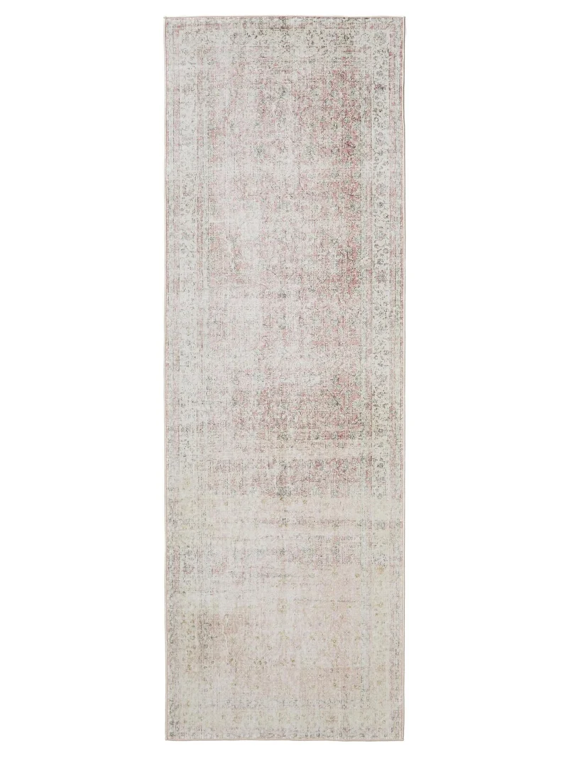 Tapis vintage effet usé de couloir beige lavable 80x240 cm