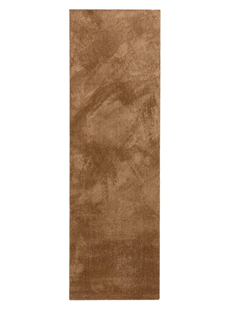 Tapis shaggy uni de couloir marron 80x250 cm