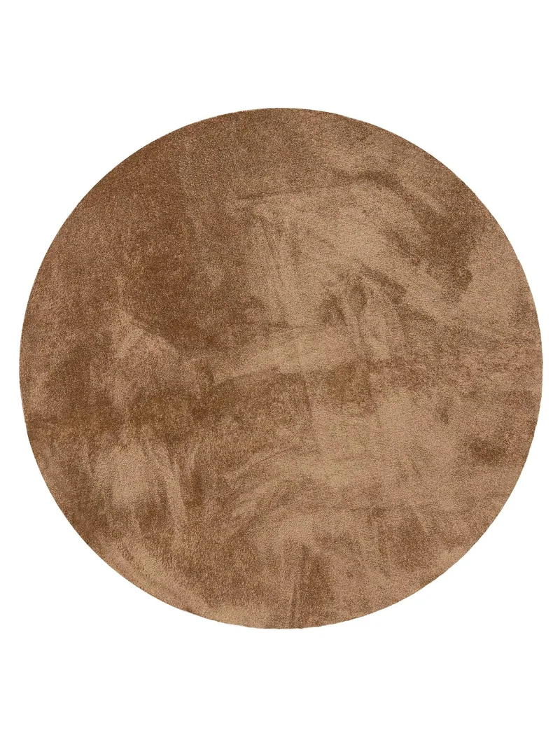 Tapis shaggy uni rond marron 200 cm de diamètre