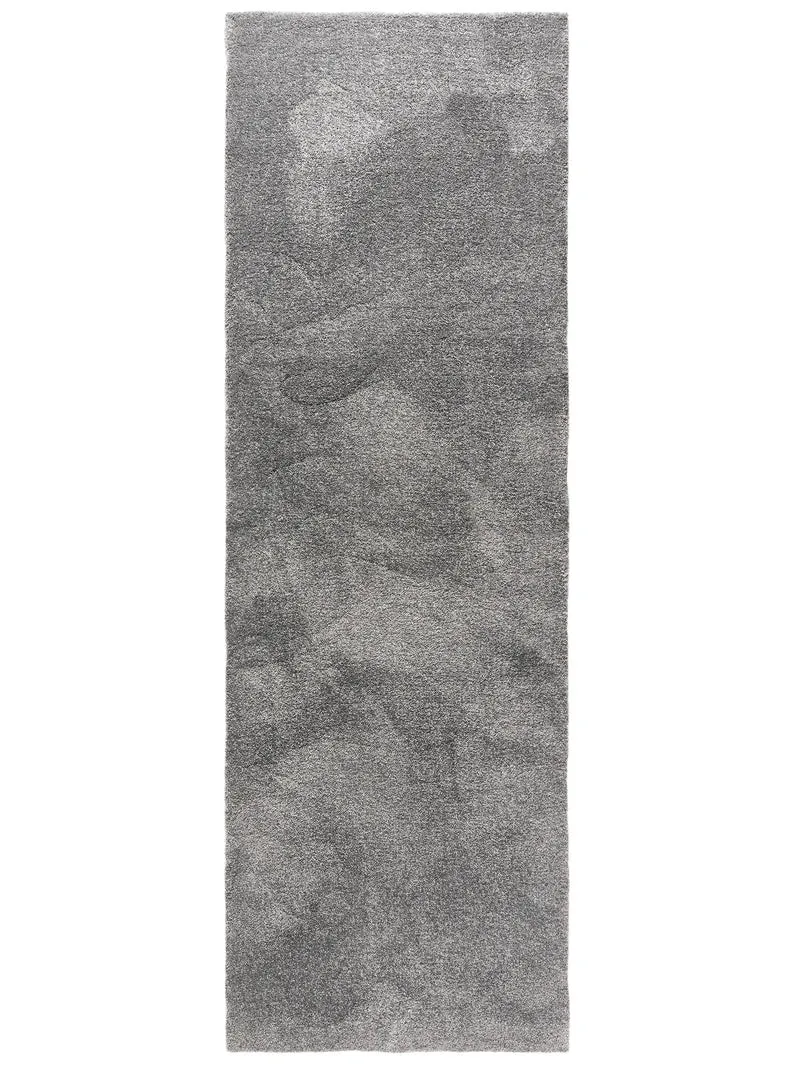 Tapis shaggy épais de couloir gris 70x200 cm