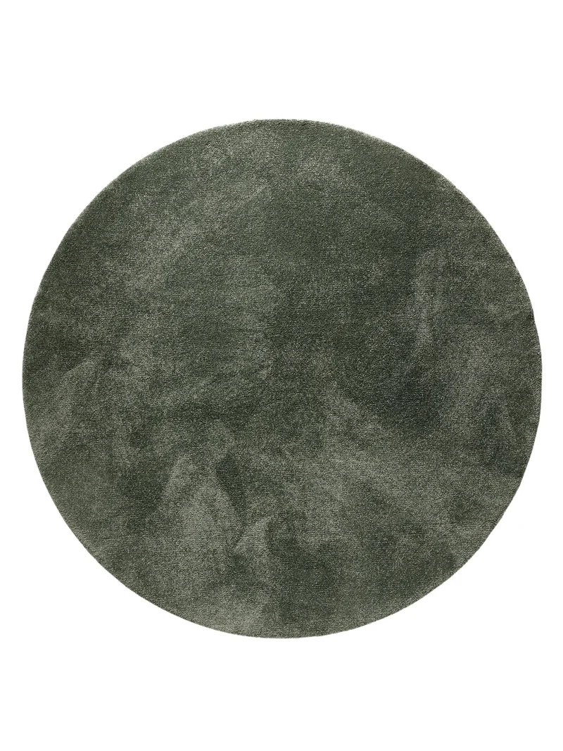 Tapis shaggy épais rond vert foncé 150 cm de diamètre