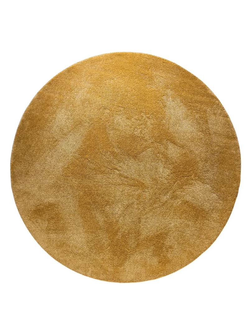 Tapis shaggy épais rond jaune 150 cm de diamètre