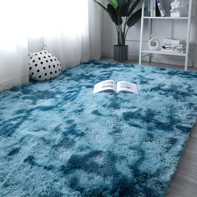 Tapis bleu chambre