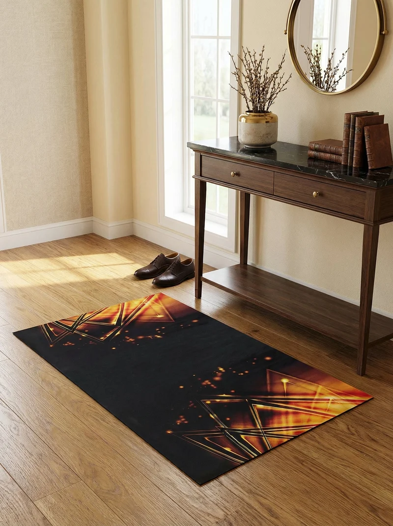 Tapis Entrée Design Noir et Cuivre - Onyx