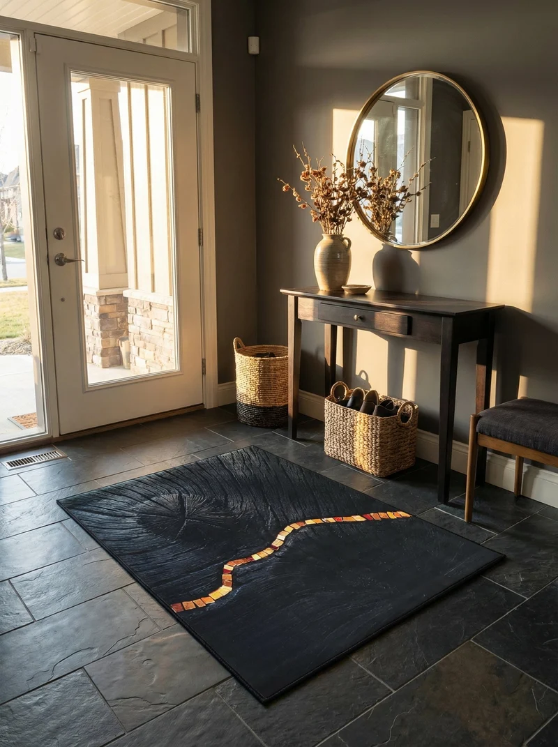 Tapis Entrée Design Noir et Or 11 - Onyx
