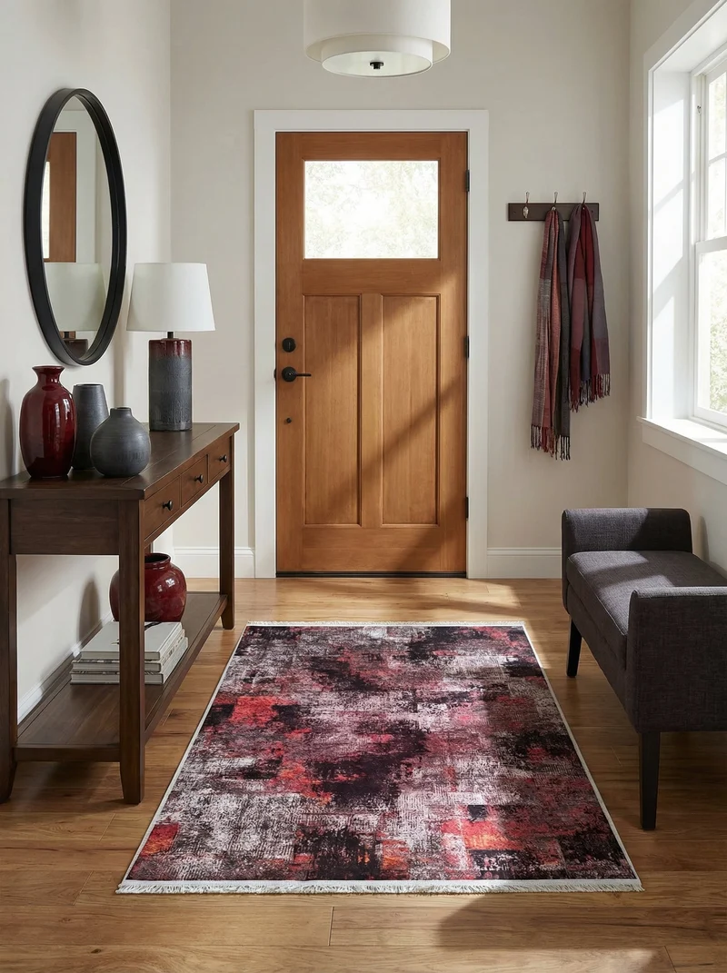 Tapis d'Entrée Vintage Bordeaux et Gris - Terrazzo
