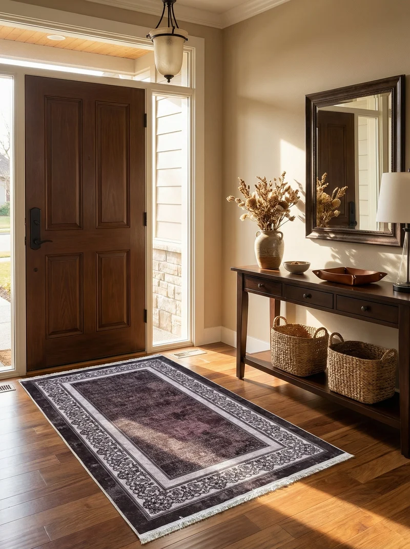 Tapis d'Entrée Vintage Prune et Gris - Terrazzo