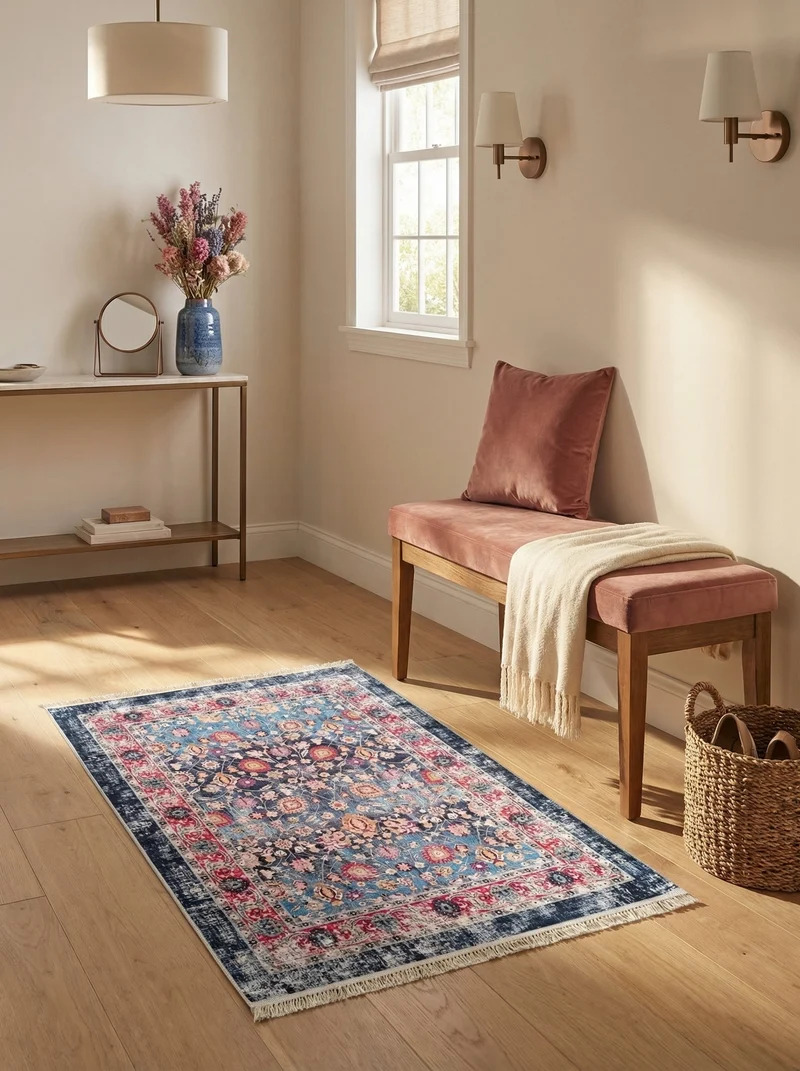 Tapis d'Entrée Vintage Bleu et Rose - Terrazzo N°2