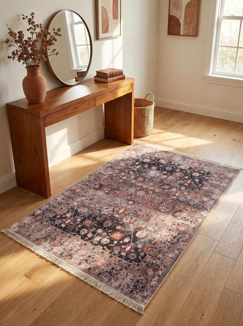 Tapis d'Entrée Vintage Anthracite et Rose - Terrazzo