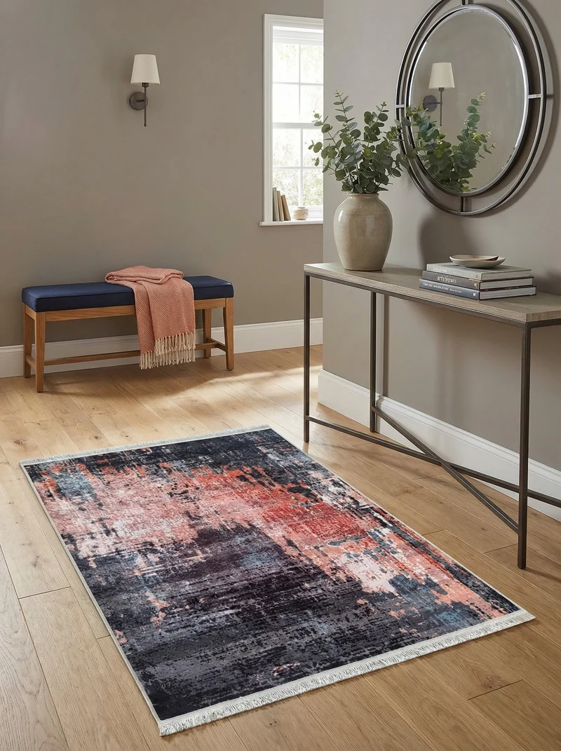 Tapis d'Entrée Vintage Anthracite et Rouge - Terrazzo