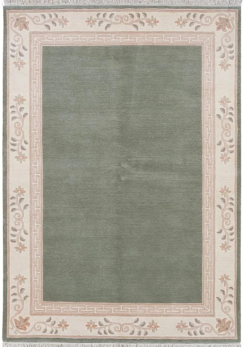 Tapis de Salon Vert en laine noué main traditionnel NAPISSA