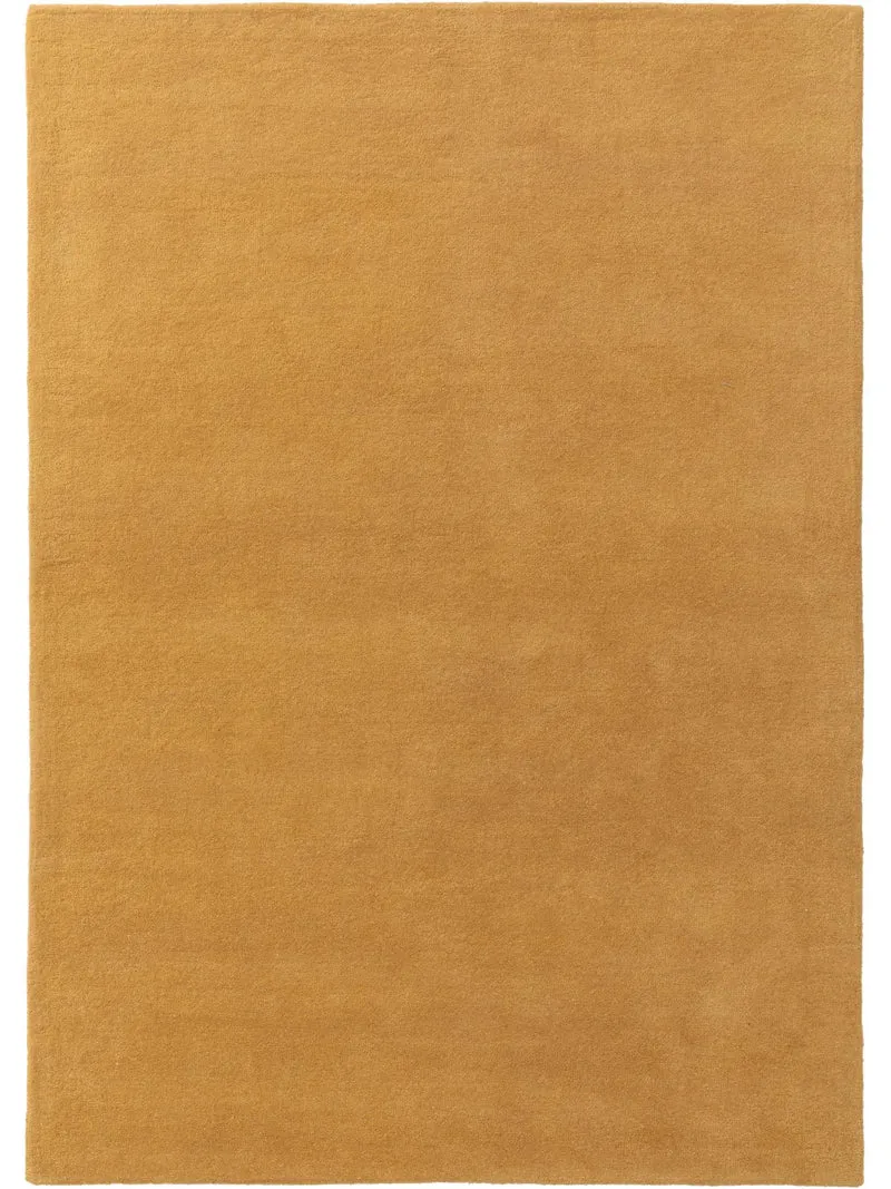 Tapis moderne uni marron camel en laine 70x140 cm