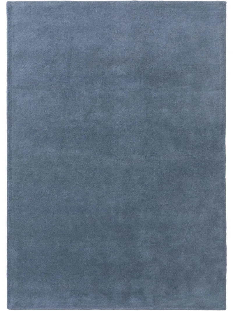 Tapis moderne uni bleu gris en laine 200x300 cm