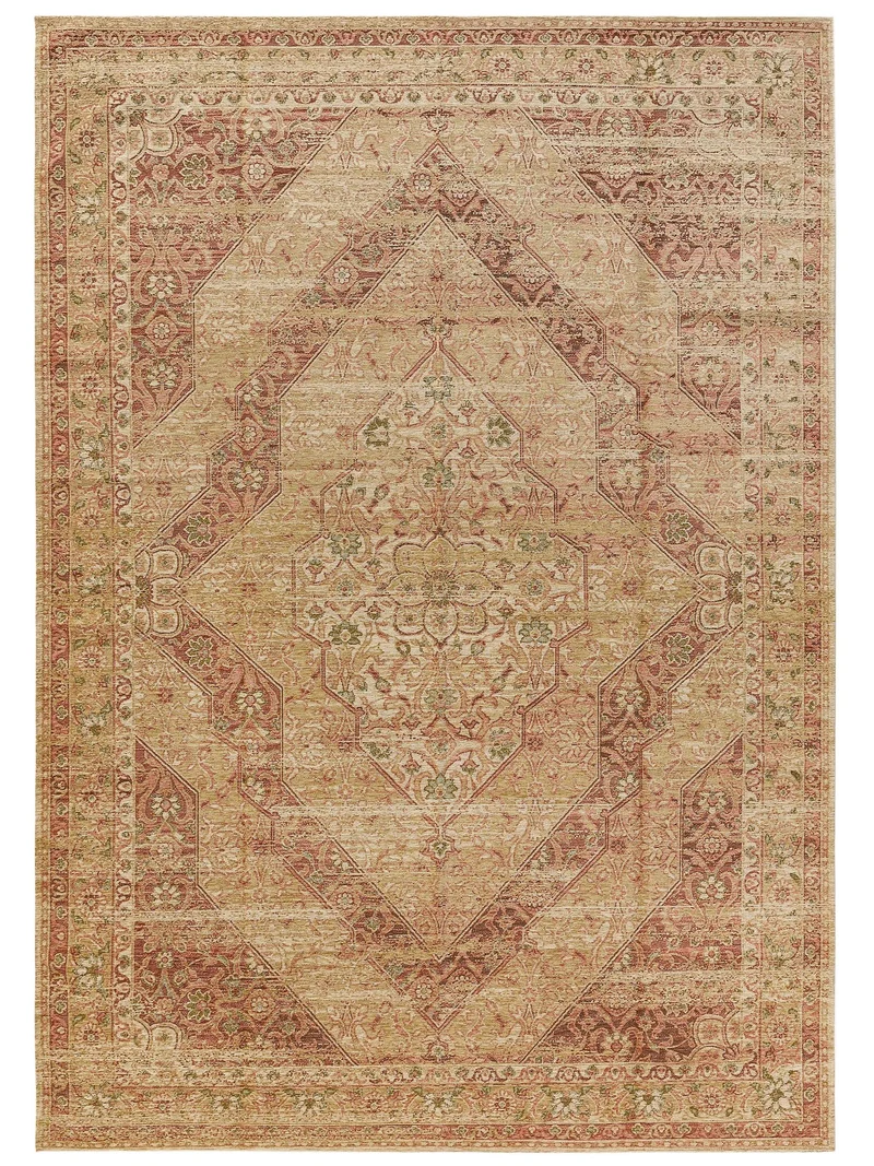 Tapis vintage oriental beige et rouge 200x285 cm