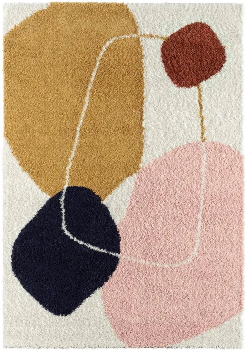Tapis Shaggy graphique multicolore Oeko Tex LIKARO