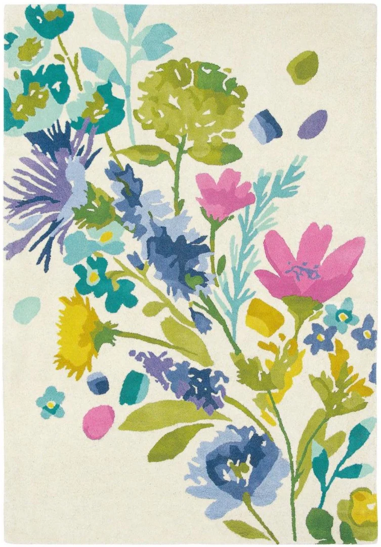 Tapis Floral Multicolore grande qualité en laine MEADOW
