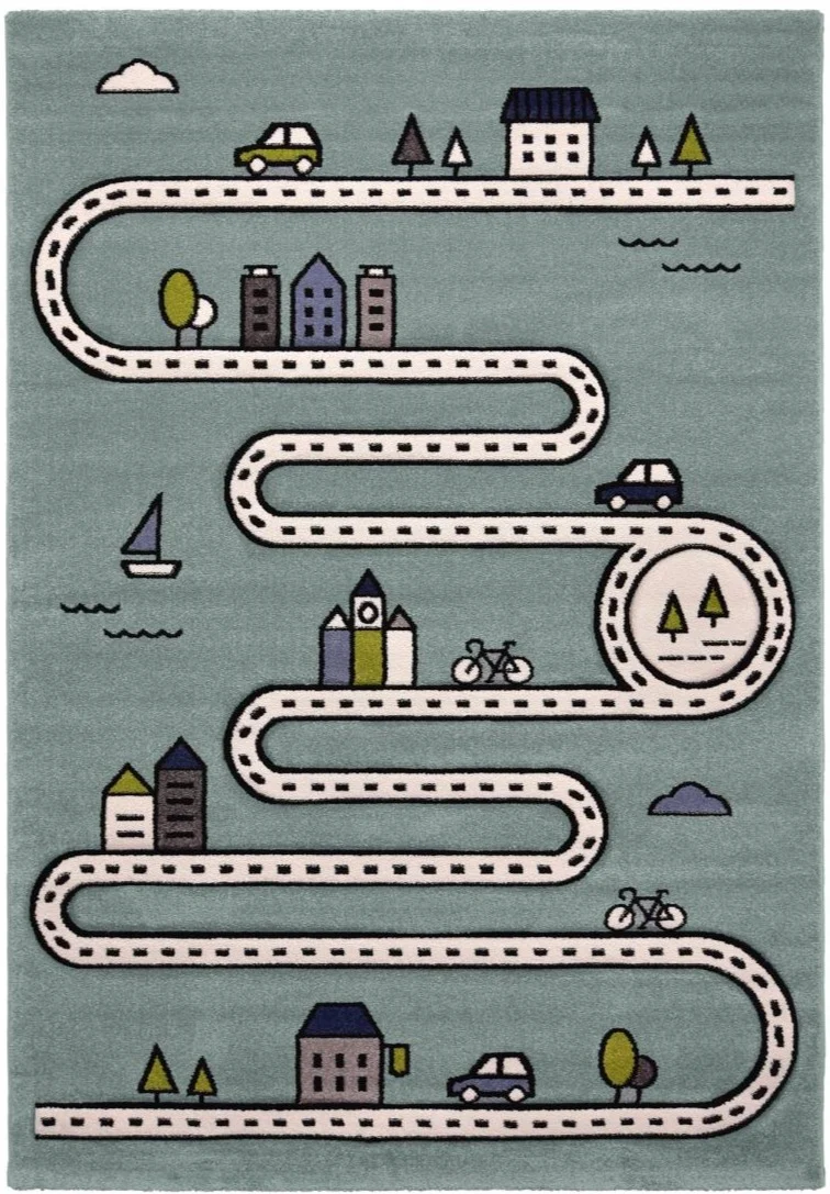 Tapis de chambre pour enfant bleu route CIRCLEROAD