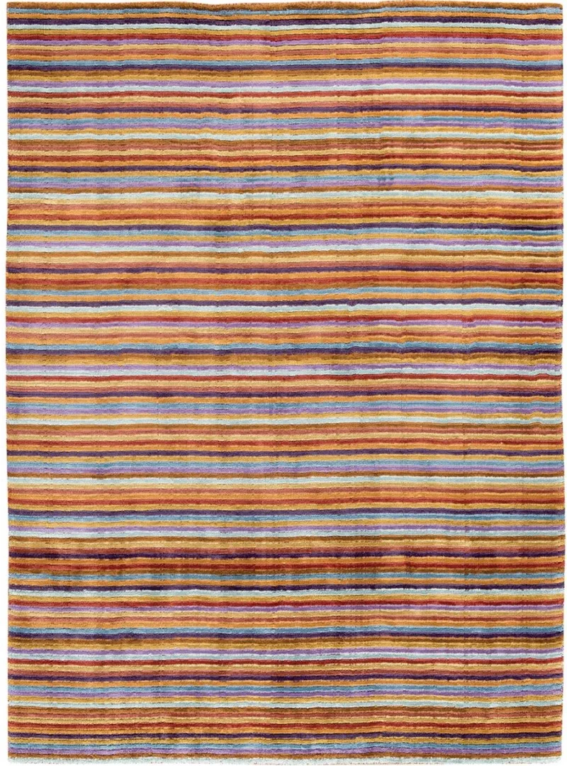 Tapis Multicolore en Viscose tissé main motif rayé LOVE