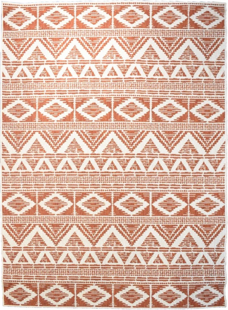 Tapis motif Ethnique orange pour salon kilim SKIO