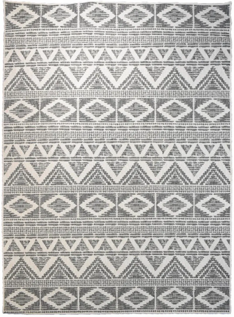 Tapis motif Ethnique gris pour salon kilim SKIO