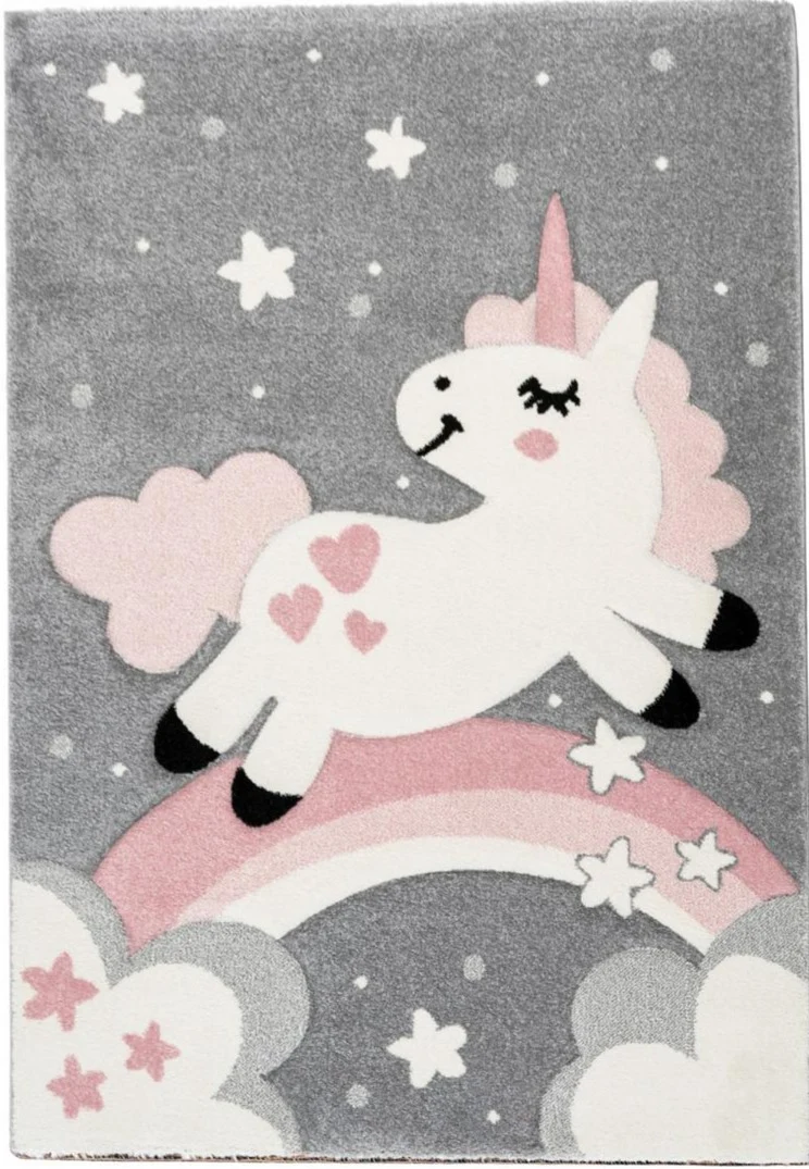 Tapis de Chambre rose pour enfant motif LICORNE