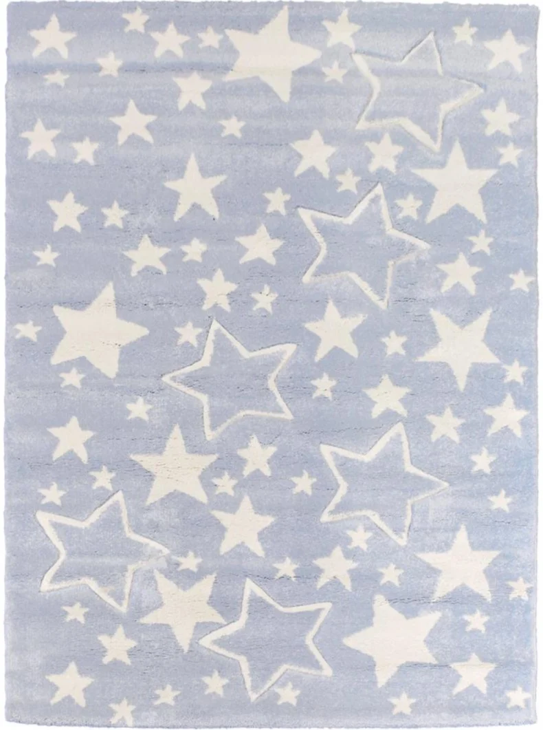 Tapis Bleu clair pour chambre enfant étoiles CONSTELLA