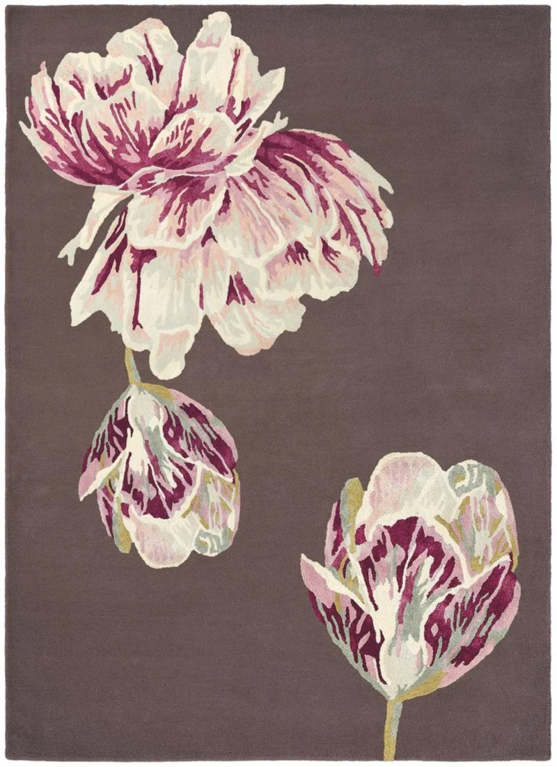Tapis Floral Marron en laine Teb Backer TRANQUILITY