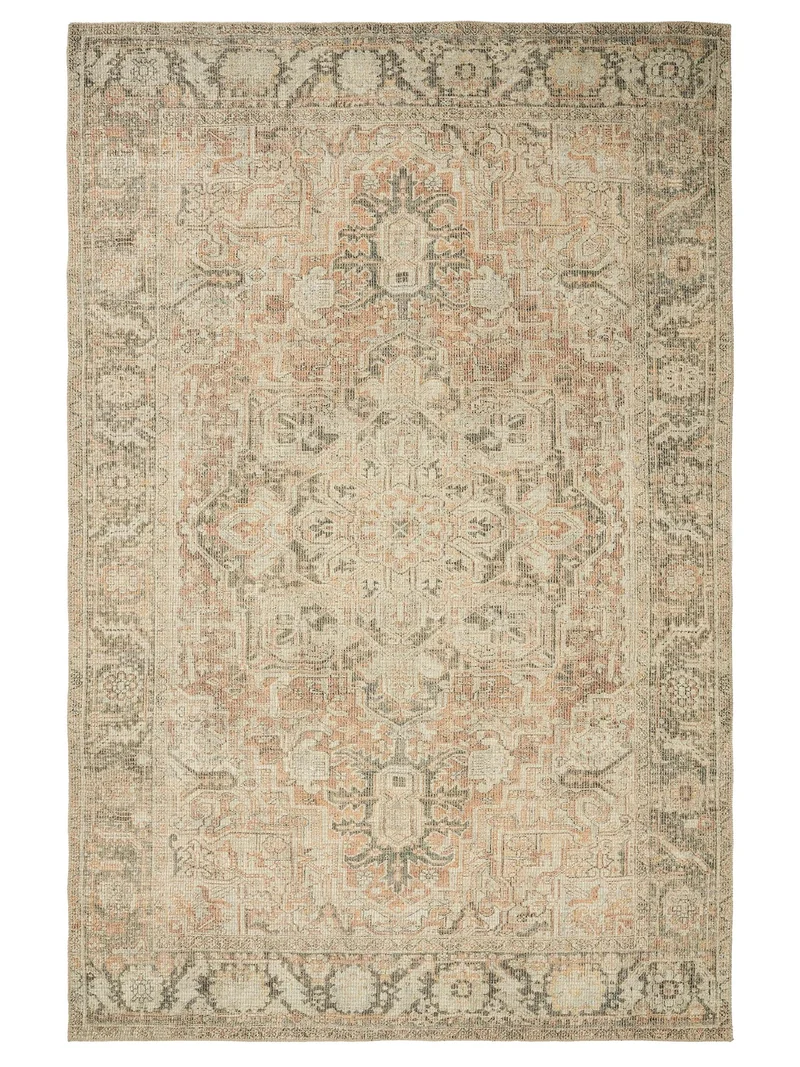 Tapis vintage motif à fleur beige 120x170 cm