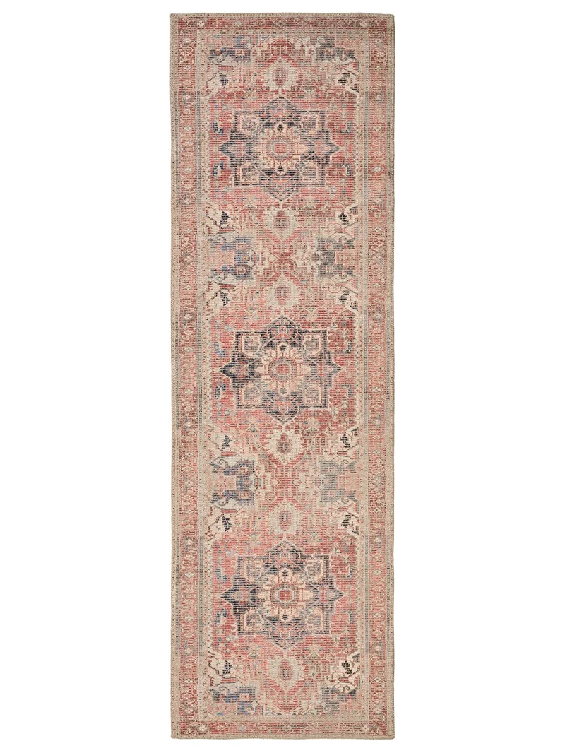Tapis oriental style bohème de couloir rouge 80x250 cm