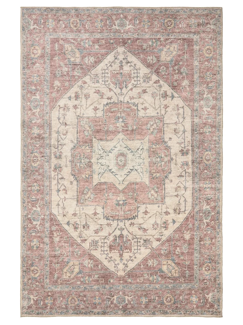 Tapis vintage inspiration oriental rouge et beige 200x300 cm