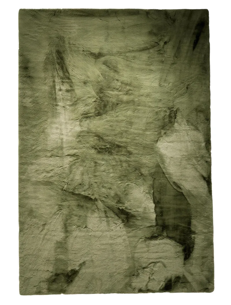 Tapis shaggy fausse fourrure vert 80x150 cm