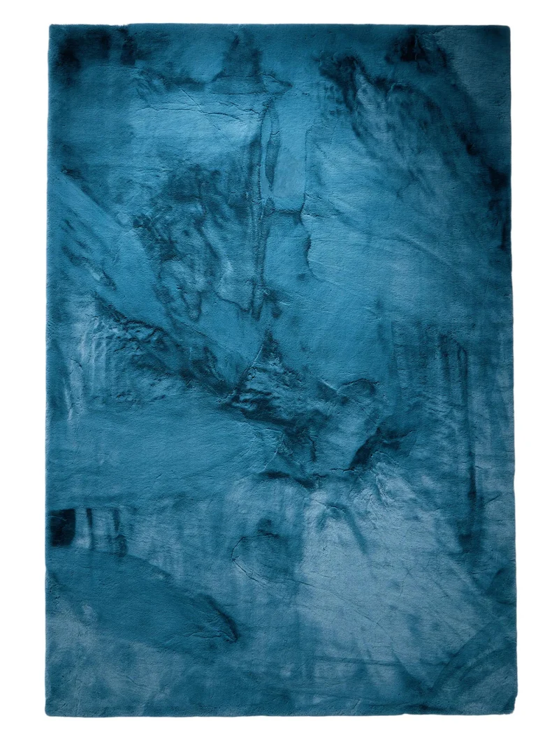 Tapis shaggy fausse fourrure bleu 80x150 cm