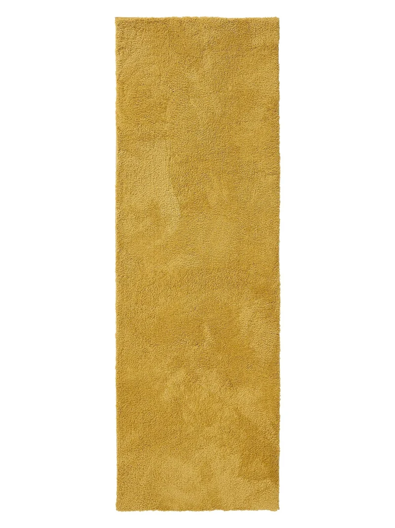 Tapis shaggy de couloir jaune moutarde 80x240 cm