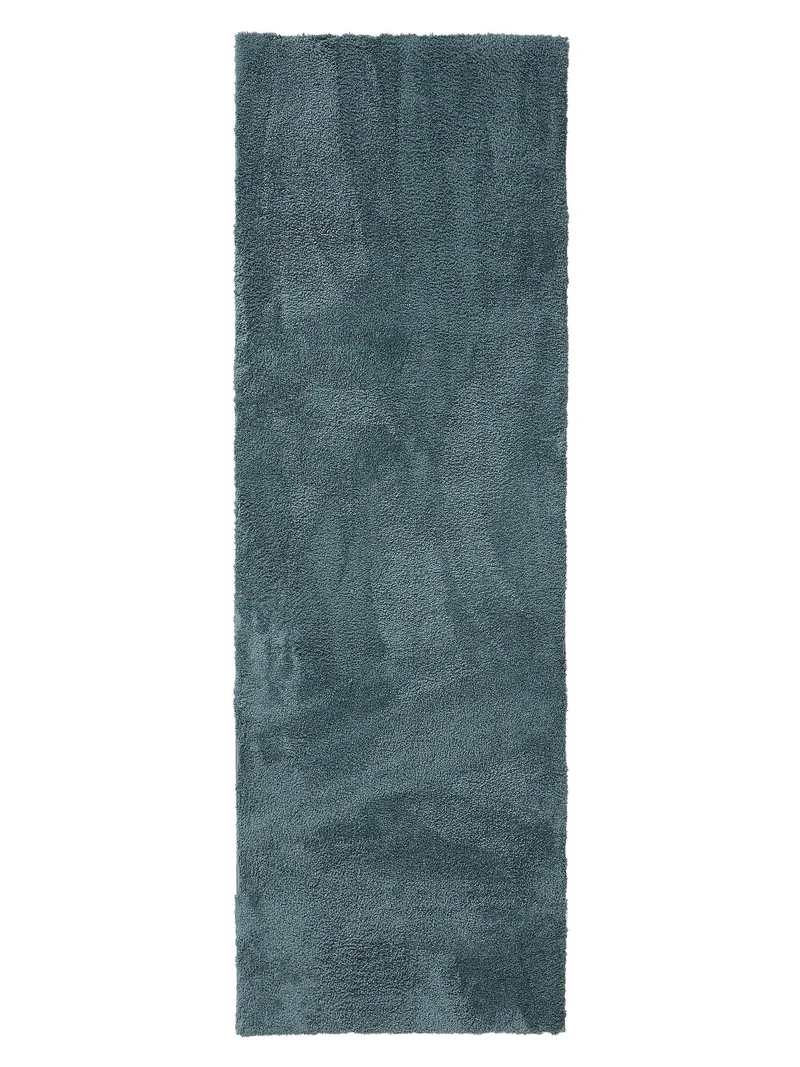 Tapis shaggy descente de lit bleu canard 80x240 cm